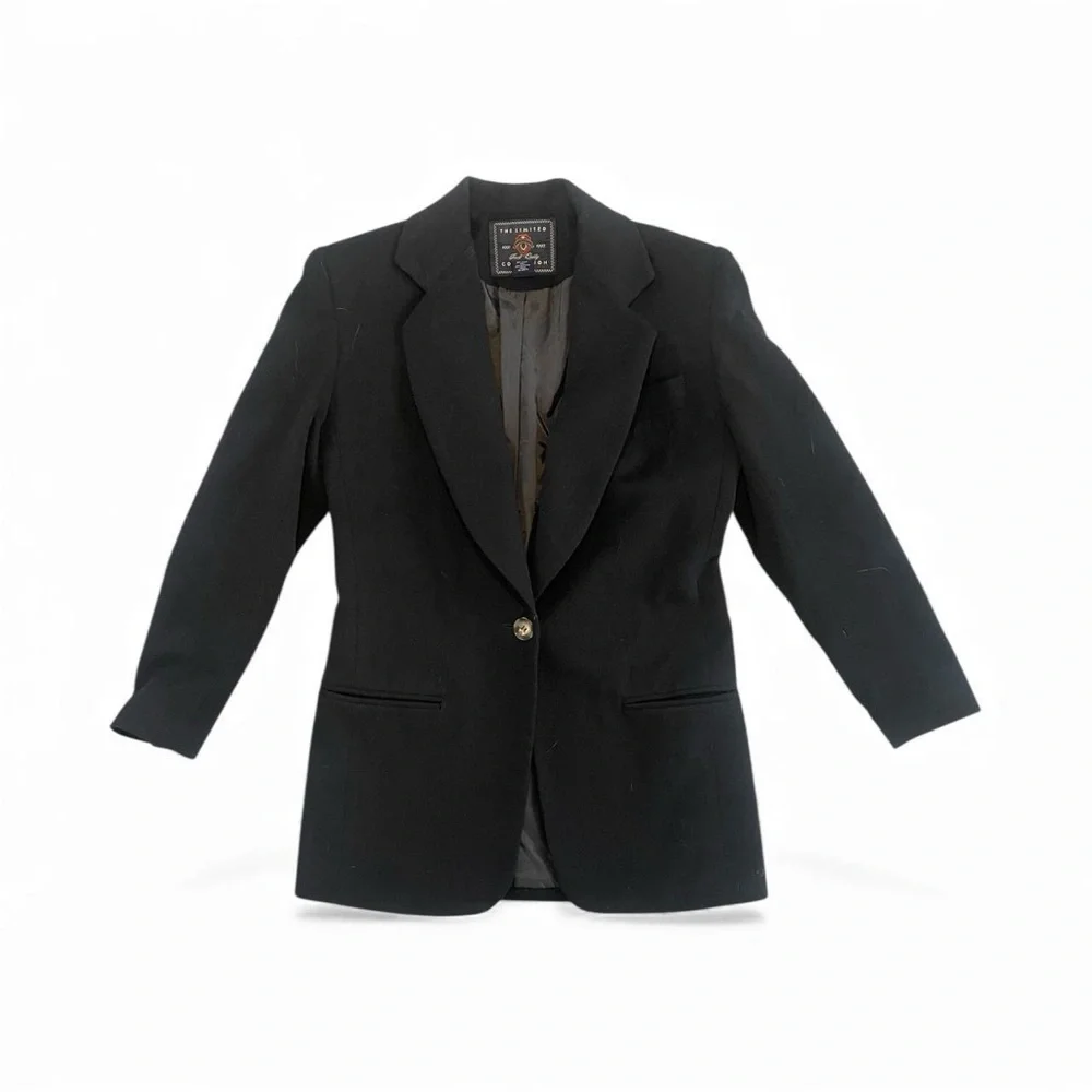 Vintage Wool‎ Blend Blazer Women’s Black Lined Size XS by Limited Collection